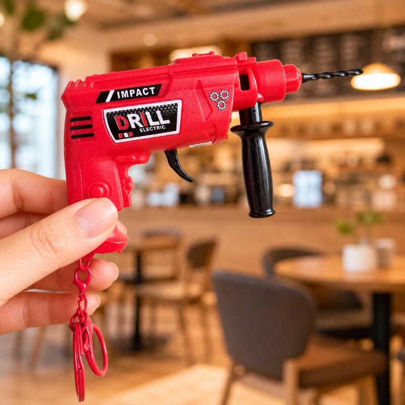Mini Electric Drill Model Key Rings For Adults Kids Stress Relief Realistic Bag Pendant Key Decor