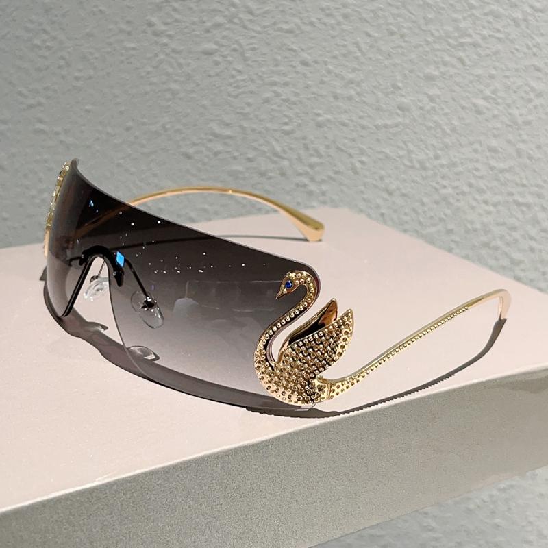 Rimless Y2k Sunglasses Women Fashion Monoblock Gradient Shades  New Trendy Luxury Brand Design Decor Sun Glasses