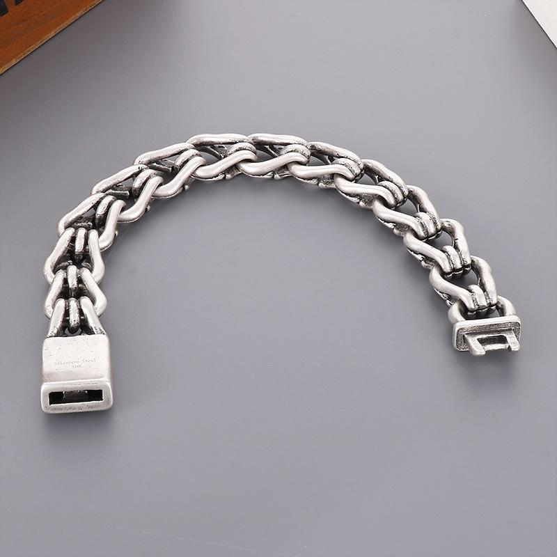 Simple To Be Old Personalized Punk Style Bracelet Retro Fashion Tide Male Ring Handcuff Stainless Steel Bracelet
