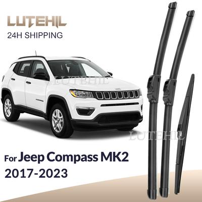 Pour Jeep Compass MK2 2017- 2018 Essuie-glace Avant et Arrière Balais d'essuie-glace Pare-brise Vitre Brossettes 24"+18"+10"