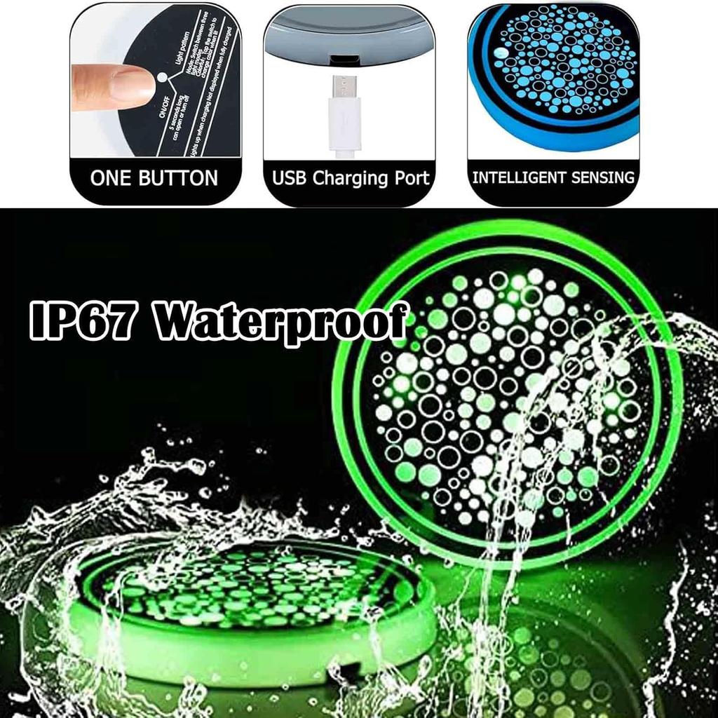 2PCS LED Car Cup Holder Lights, Light up Car Coasters for Cup Holders 7 Color-Changing Light Up Cup Holder ert Coasters, Waterproof Car Accessories