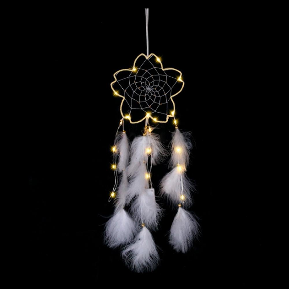 LED Traumfänger Heimanhänger Dekoration Wandbehang Hochzeitsfeier Dekor Federn Dekor