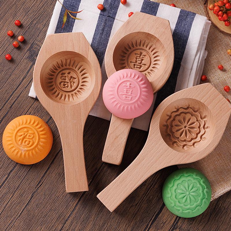 Manual Diy Wooden Steamed Bread Mold Moon Cake Fruit Biscuits Pasta Bag Steamed Stuffed Bun Tool Household Baking Artifact