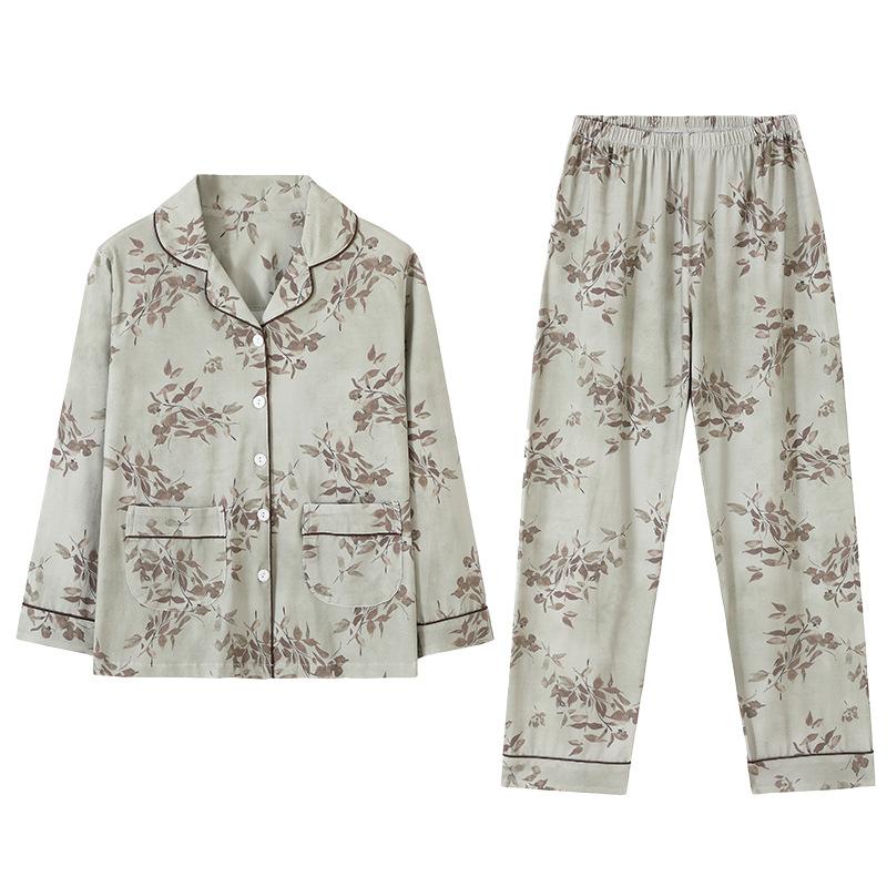 Pajamas Women'S Pure Cotton Cardigan Long-Sleeved Cotton High-End Loungewear Set