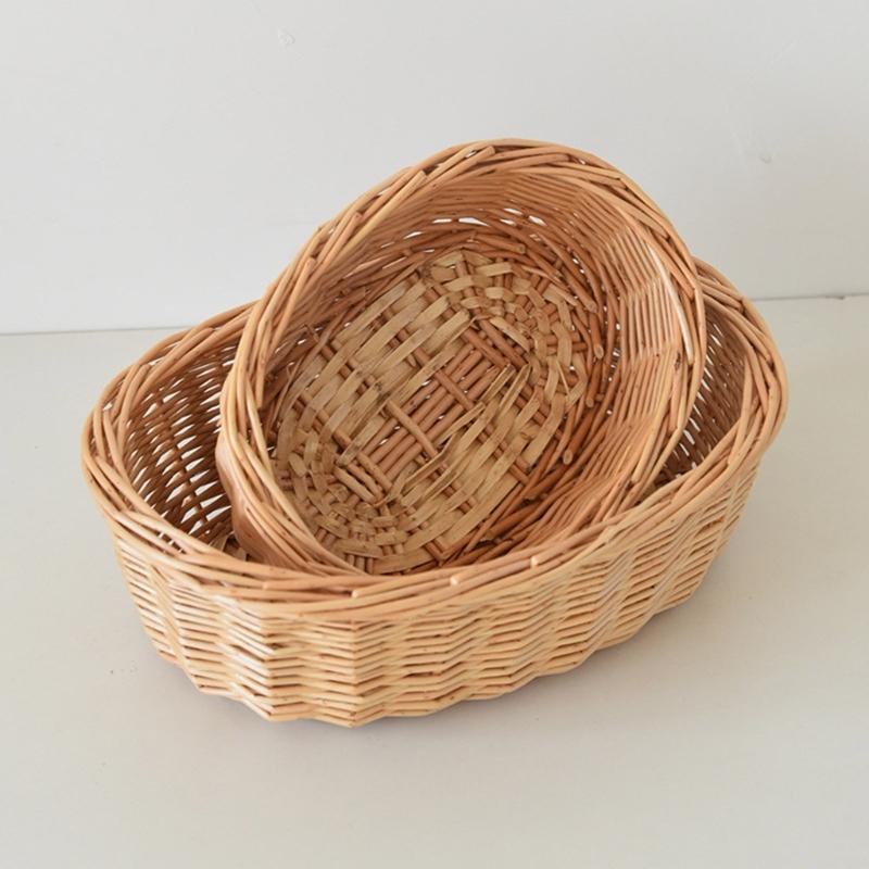 Handwoven Rattan Fruit Tray For Home Use Natural Materials Large Capacity Easy to Clean for Kitchen or Dining Room