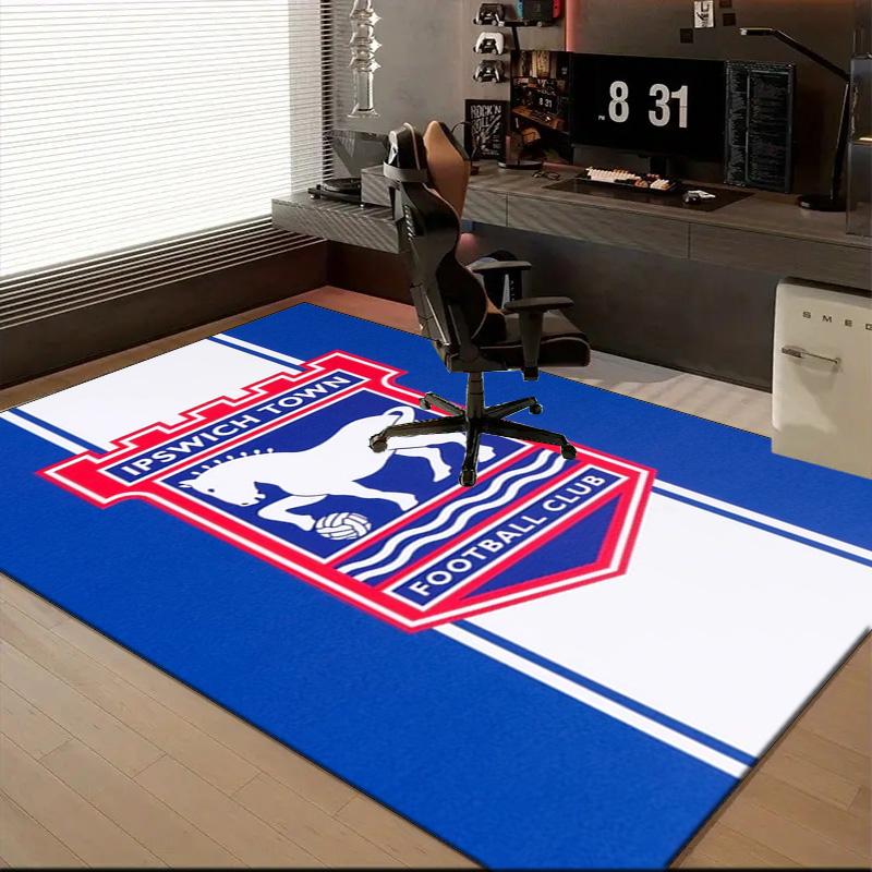 Town Football Club Crest Printed Office Carpet Chair Cushion Entryway Rug, Rugs for Living Room, Bedroom Christmas gifts