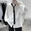 Spring Autumn Free Tie Long-sleeved Shirts Men Comfortable Blouses Casual Loose Single Breasted Shirt Men's T-shirt