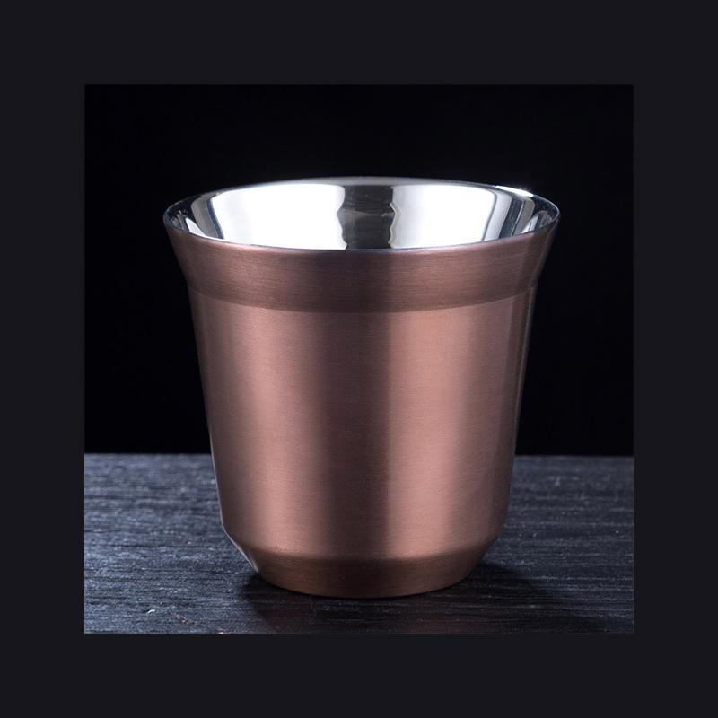 Double Wall Insulated Stainless Steel Espresso Cup Capsule Coffee Mug Metal Drinking Demitasse Cup For Home Indoor or Outdoor