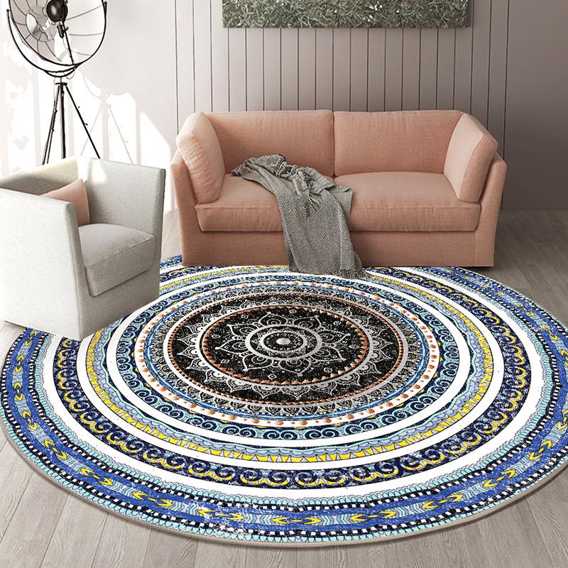 Ethnic Style Circular Living Room Carpet Nordic Bedroom Bedside Mat Dressing Table Computer Chair Floor Mat