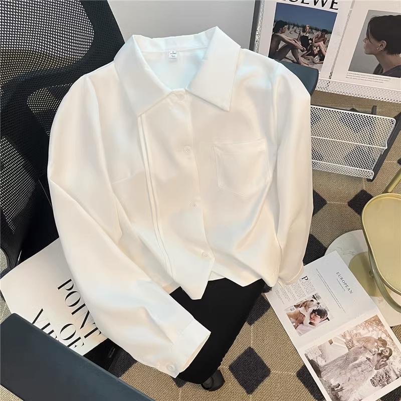 Early Autumn Women's Long-Sleeve White Japanese JK College Style Accordion Pleat Shirt