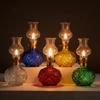 Vintage Style Glass Colored Oil Lamp Windproof Dimming Perpetual Light Retro Lamp Hurricane Lamps for Tabletop Decor