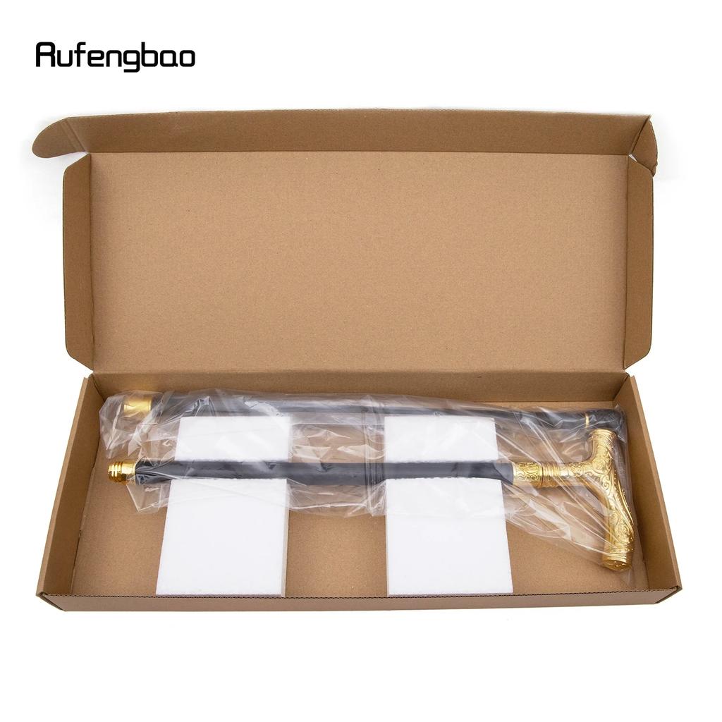 Golden Wolf Head Flower Totem Relief Walking Cane Fashion Walking Stick Gentleman Crosier Knob Walking Stick 93cm