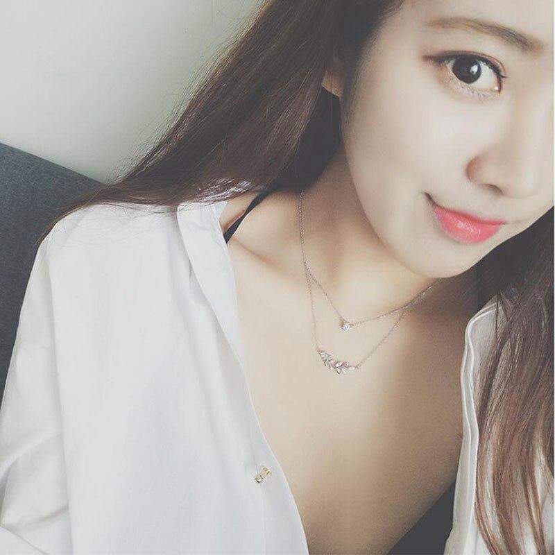 925 Sterling Silver Muti -Layer Micro Cz Leaf Zircon Necklace For Women Clavicle Chain Necklace Jewelry Wholesale S -N238