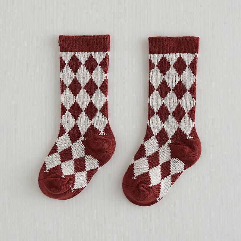 OAK FAMILY Baby Vintage Argyle Cotton Socks M