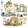 Miniature camping scene building blocks, creative DIY barbecue stand, camping tent, coffee cart, toys, puzzle, birthday gift