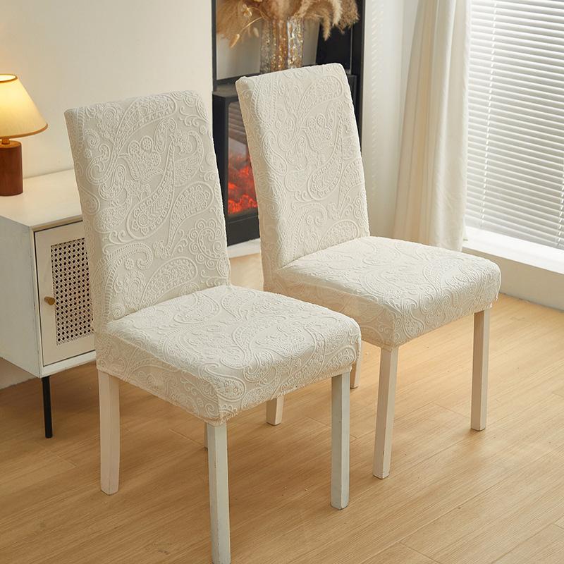 Solid Color Three-dimensional Jacquard Velvet Elastic Seat Cover Non-slip Dirty All-inclusive Chair Cover Living Room Dining Chair Cover