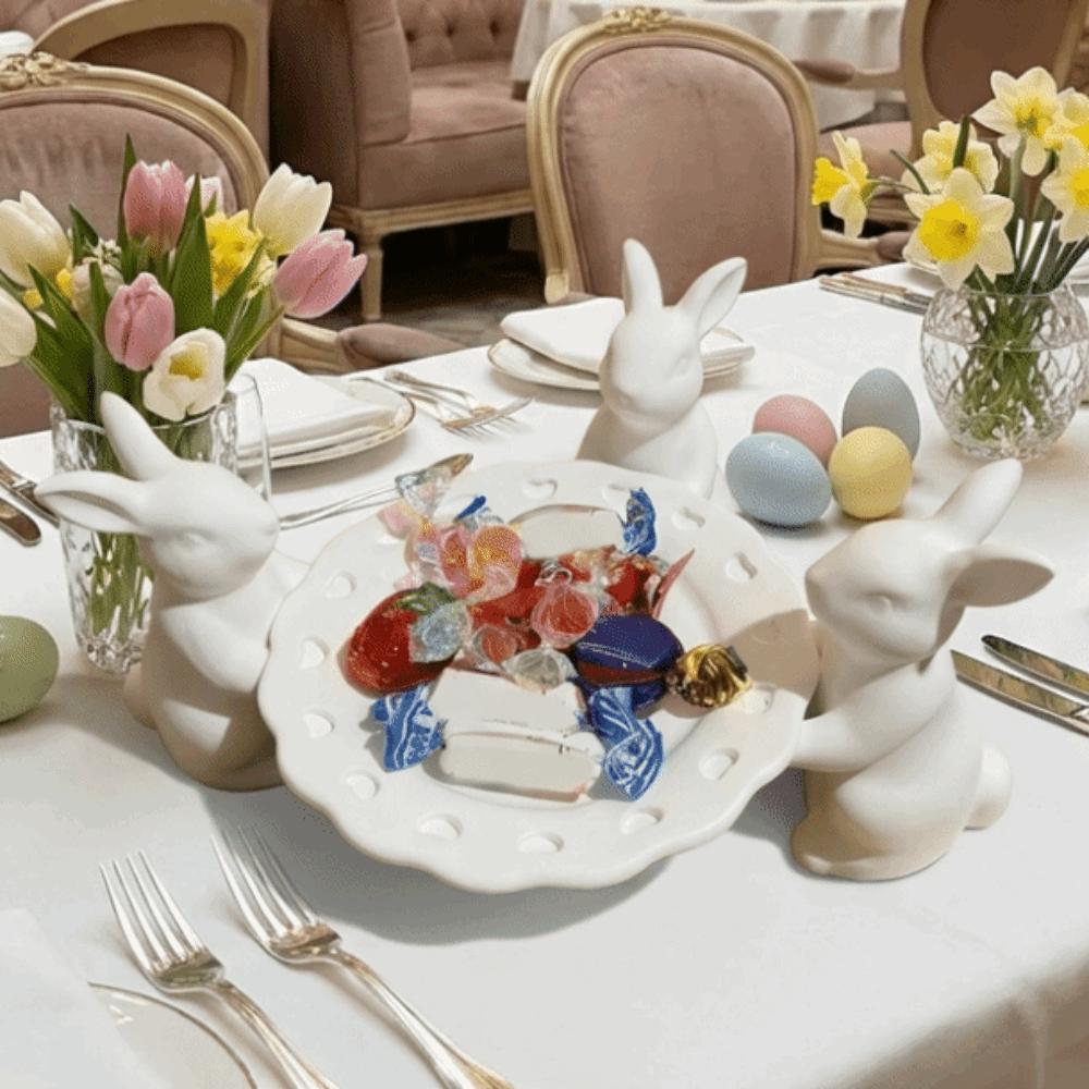 3D Silicone Easter Bunny Tray Mold Non-Stick Cute Shape Rabbit Tray Mold Decorative Easter Bunny Mold Candy Plates Decorations