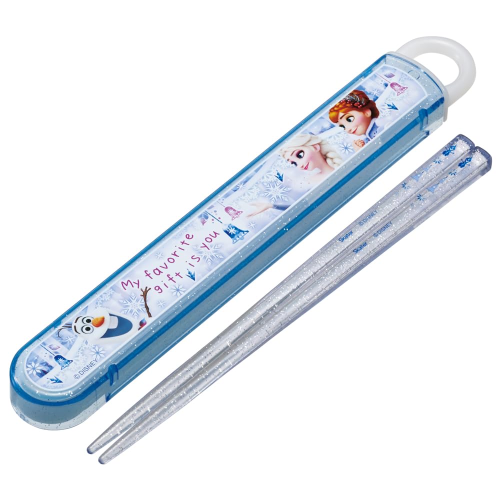 Skater Chopsticks and Chopstick Case Perfect for Sliding Made In Disney Frozen Children's Set, 16.5cm, Lunchboxes, Antibacterial, Easy-Opening Design,
