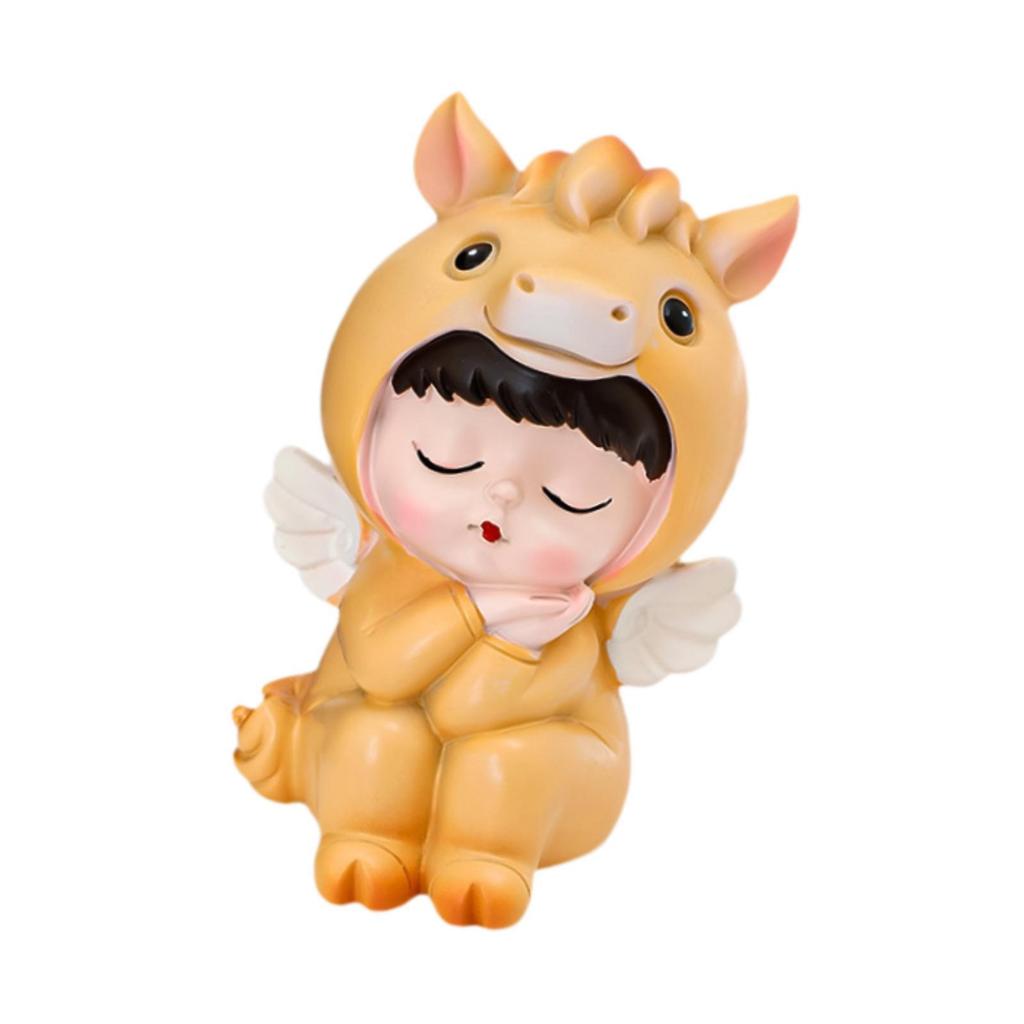 Resin Horse Statue, Cute Crafts Fengshui Figurine, Creative Animals Sculpture for Bookshelf, Entryway