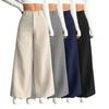 Damen High Waist Cordhose mit weitem Bein Locker Lässige Hose Einfarbig Lange Palazzo-Hose