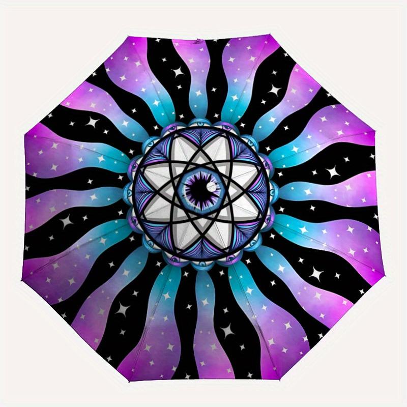 

1pc Cosmic Eye Mandala Automatic Opening/closing Umbrella with Auto Open/Close, Windproof, Foldable Sunshade, Perfect Gift for Friends, Dura