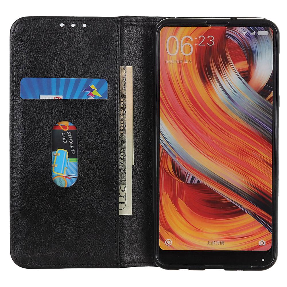 

For Google Pixel 8 Litchi Texture Shockproof Wallet Stand Phone Case Split Leather+TPU Protective Cover Black