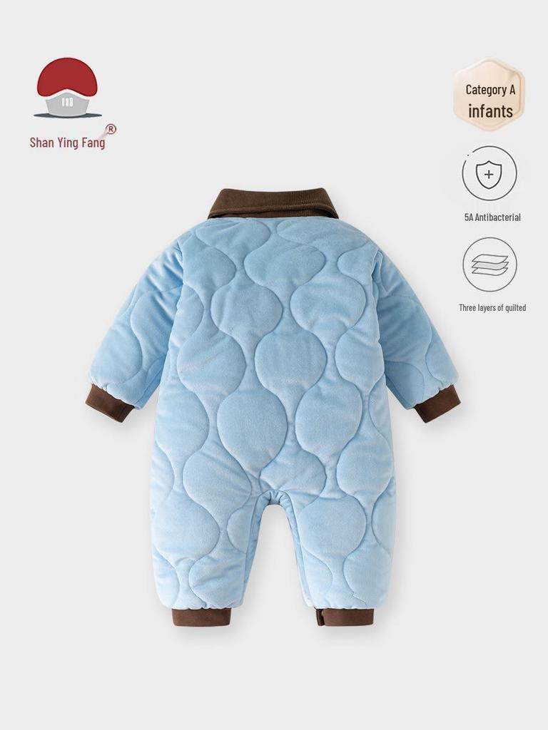 Macacão de Algodão Aconchegante para Bebê Menino - Roupa Quente e Estilosa para Outono/Inverno