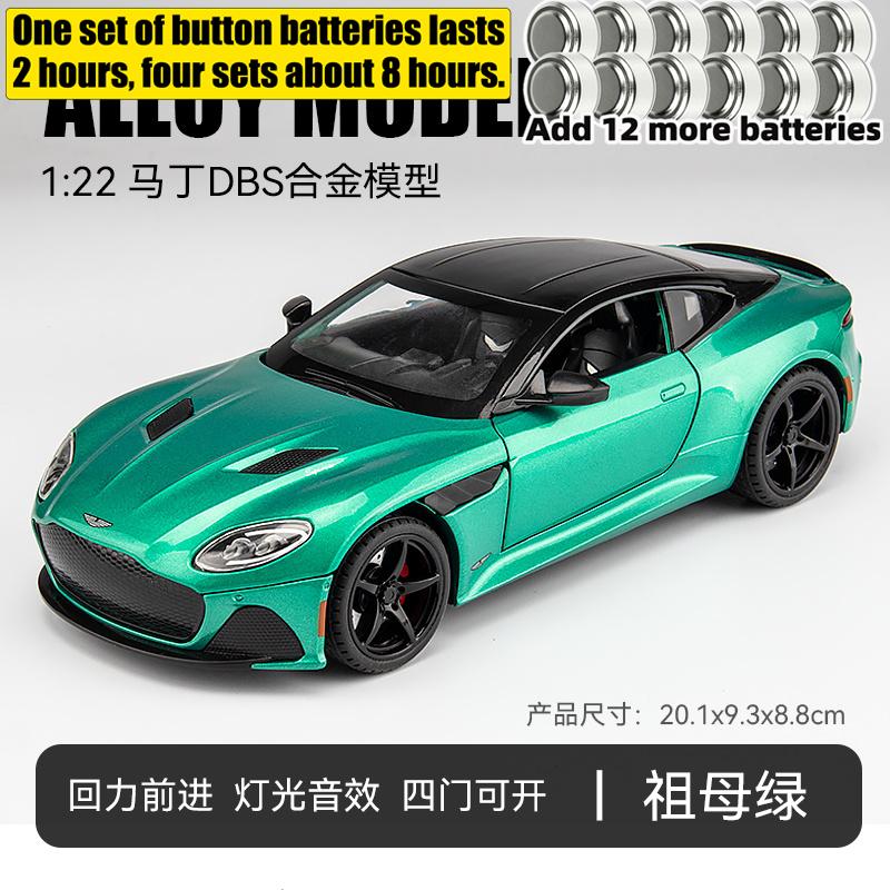 1:22 Aston Martin DBS Superleggera Grand Tourer Sportwagen Legering Metaal Diecast Modelauto Geluid En Licht Pull Back Speelgoed Verzamel