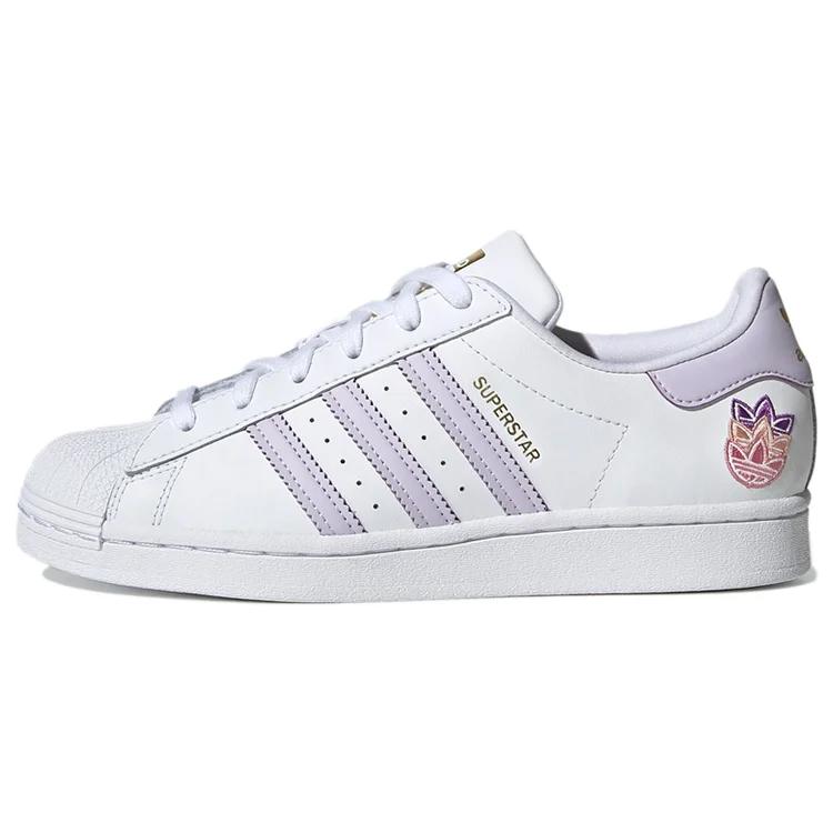 Adidas Womens Superstar 'White Purple Tint' (women's sizes) Cloud White / Purple Tint / Matte Gold Skate Shoes GZ8143