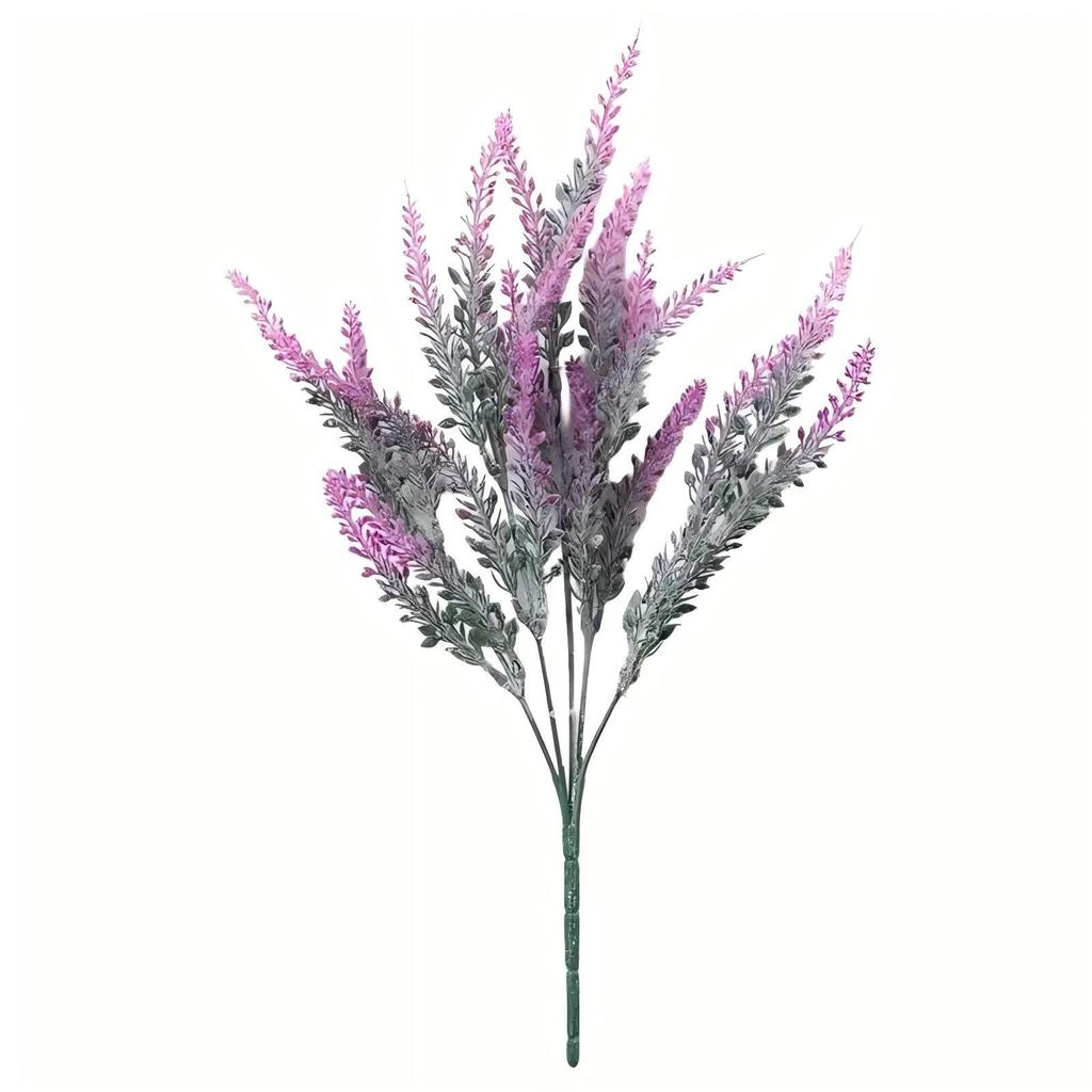 5-Head Flocked Lavender Artificial Flower for Home and Outdoor Decor