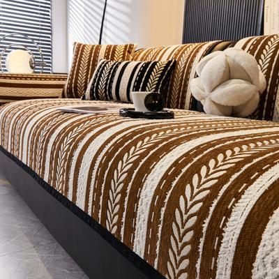Linje Jacquard Chenille Sofföverdrag Lyxigt Halkfritt Mjukt Soffhandduk Soffkudde Överdrag För Vardagsrum Modern Heminredning