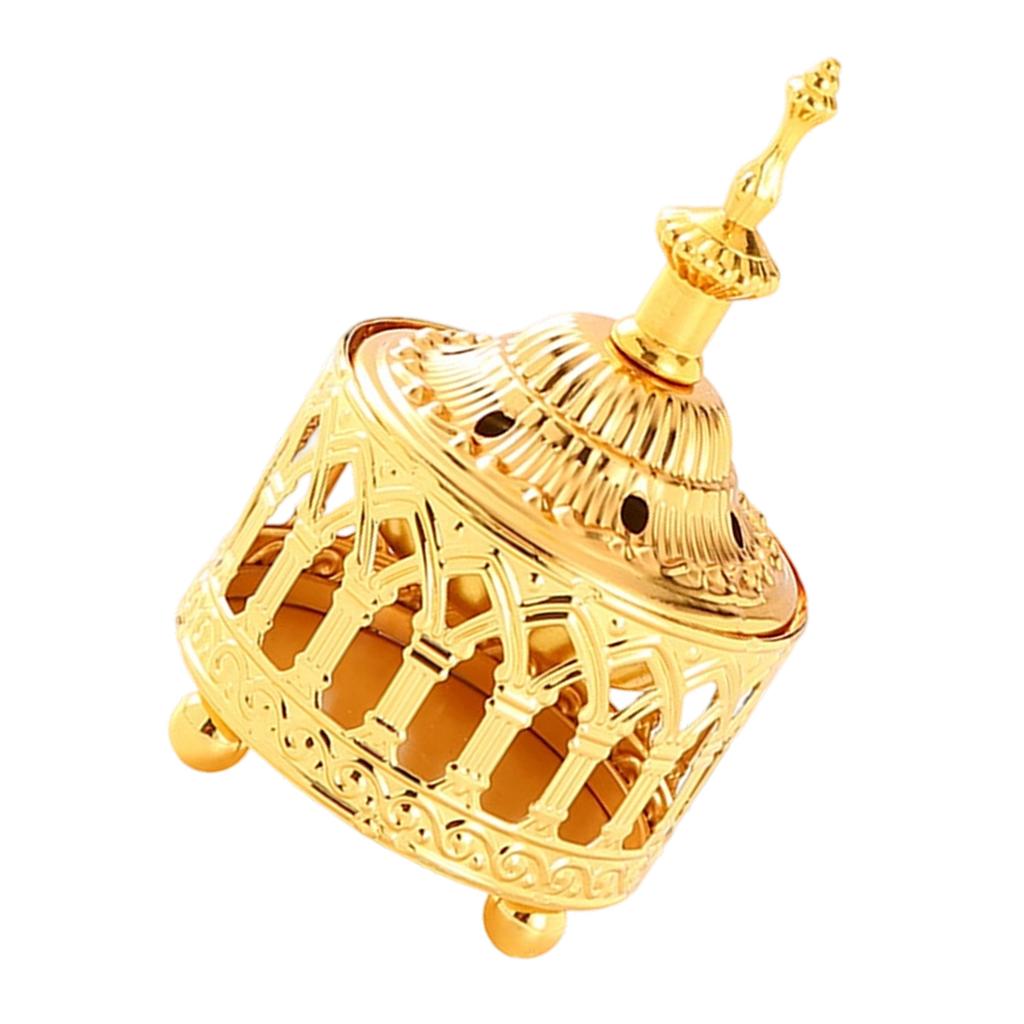 Vintage Metal Incense Burner Arabic Style Bowl with Lid for Home Office Yoga Spa and Meditation