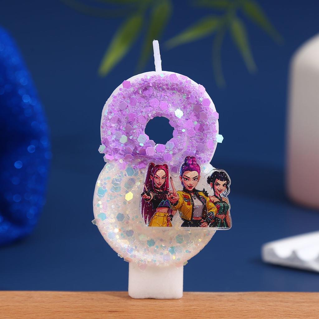 NEUE 0-9 Kerze für KPop Dämonenjäger Digitale Kerze Kuchendekoration Numi Mira Zoe Kuchentopper Geburtstagsparty Kuchendekoration