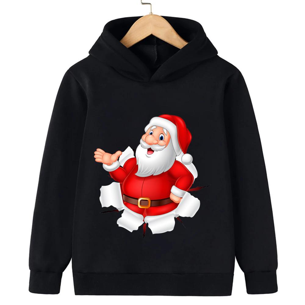 Comfortable Autumn Winter Sweatshirts Christmas Cartoon Fashion Santa Claus Printed Clothes Children's Clothing Boys Girls Hoodies