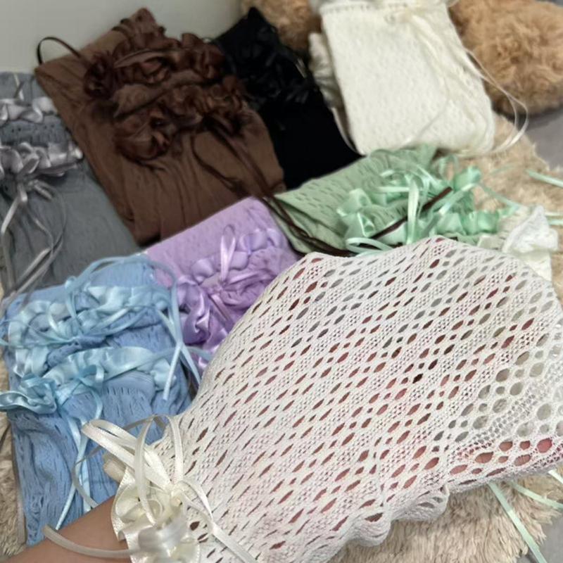 Candy Colors Leg Warmers Summer Women Sun Protection Dual-using Covers Lolita Fuffles Mesh Thin High Stockings Hollow Out Socks