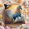 Rainbow Unicorn Cushion Cover Plush Fabric Soft Double-Sided Printed Sofa Warm Winter Home Gift Pillow Cover