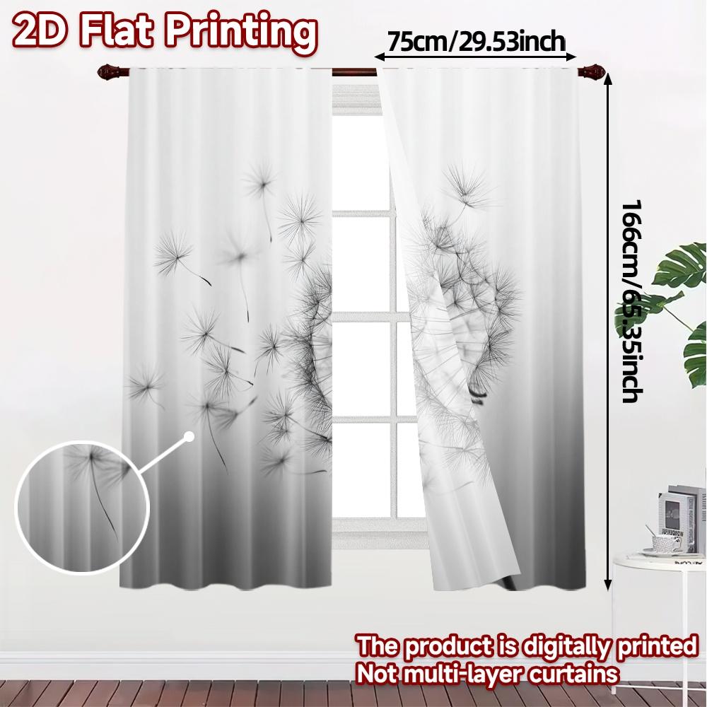 Set Of 2 Modern Flat Printing Curtains Without Rod Whisperingseeds Minimalist Durable Polyester Fabric Curtain Made