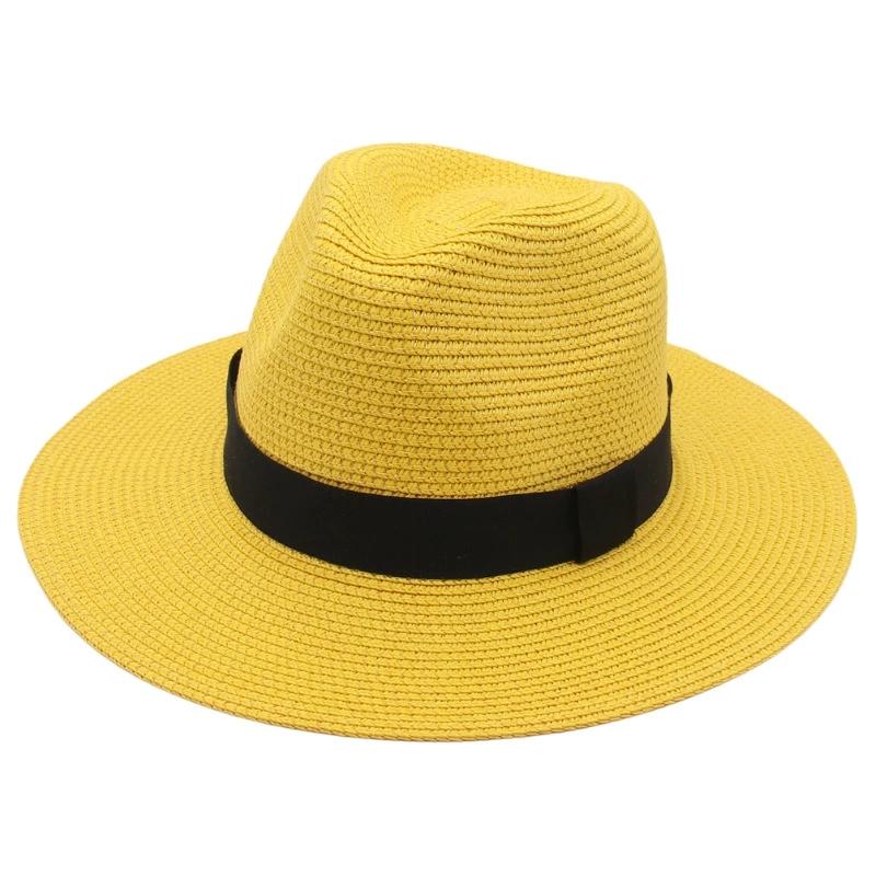 Spring and Summer Selling Straw Hat Square Black Ribbon Hat for Men and Women Jazz Hat Panamahat