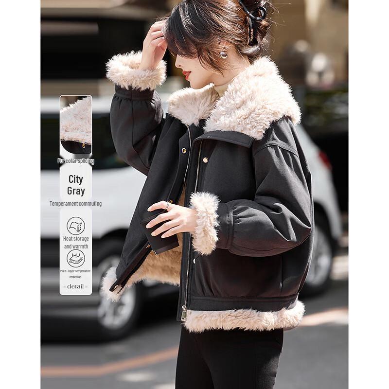 

Изысканное зимнее пальто с воротником из искусственного меха для миниатюрных женщин XL