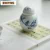 Hand-painted Bamboo Blue And White Tea Box Organizer Moisture-proof Elegant Storage Tank Containers Tea Caddy Tea Collection