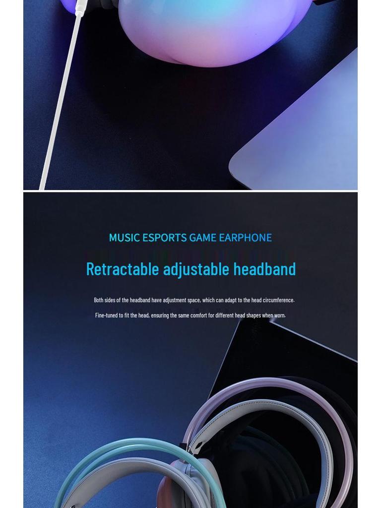 New Luminous Over-Ear Bluetooth Gaming Headset with Ultra-Long Battery Life and Noise Reduction