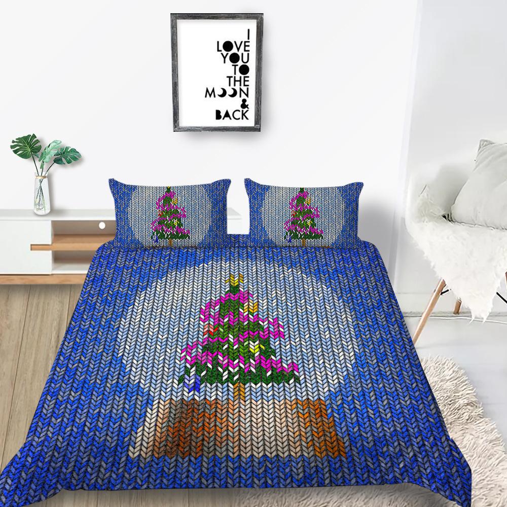 Christmas Gift Quilt Cover Pillowcase Two Or Three-Piece Set Digital Printing Polyester Cartoon Series