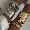Ingemark Uitgebreide Onregelmatige Geometrische Metalen Dikke Lente Armbanden Dames Punk Brede Manchet Open Armband Unisex Steampunk Sieraden