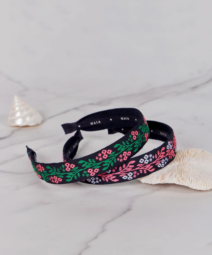 Maia Pink Vine Headband P-Green