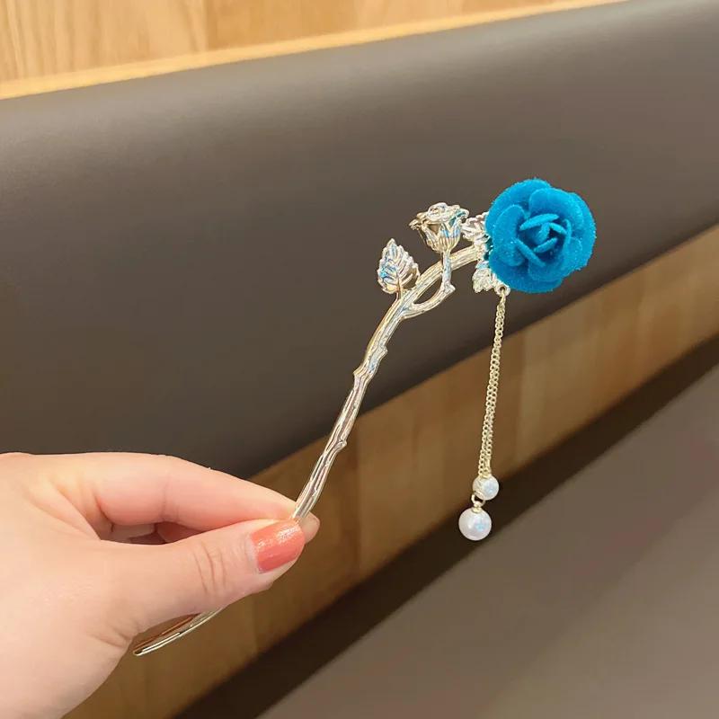 New Retro Temperament Pearl U-shaped Hairpin Pill Head Plate Hair Ware Hairpin Hairpin Headwear