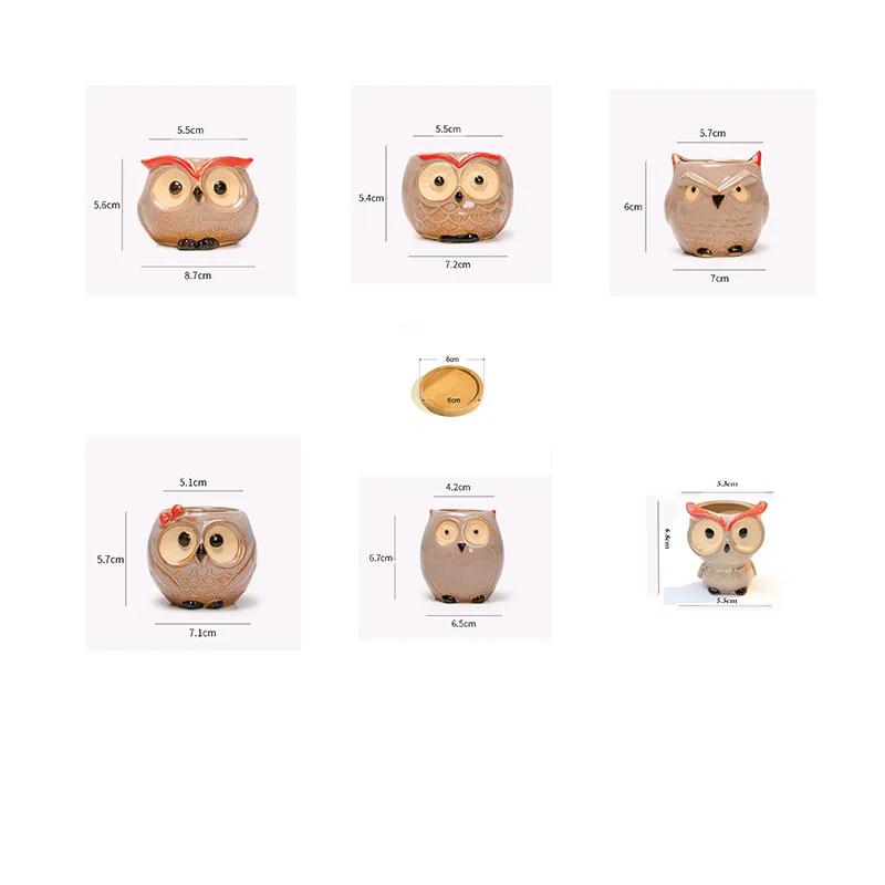 Ceramic Owl Flower Pot Cute Animal Thumb Flower Pot Mini Succulent Cactus Flowerpot Home Living Room Office Decoration Gifts