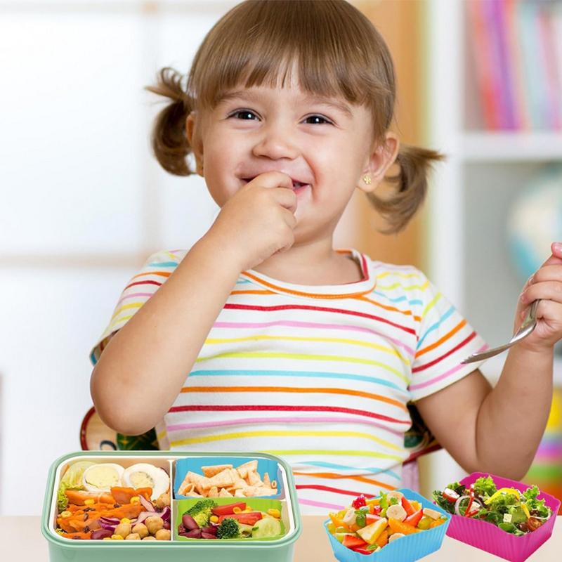 8 Pezzi Divisori in Silicone per Pranzo per Bambini Bambini Scuola Divisori per Cibo per Scatola Bento Stampo per Involucri per Muffin Strumenti per la Cottura