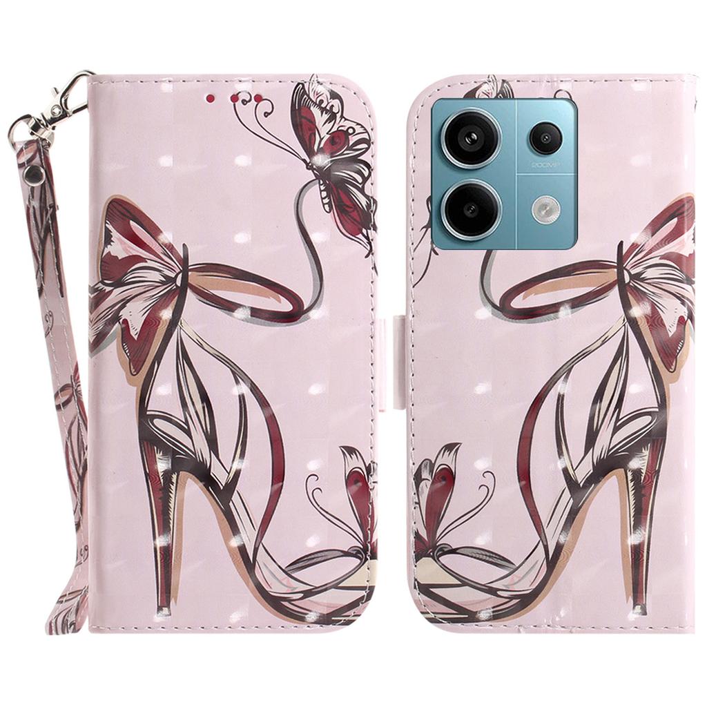 For Xiaomi Redmi Note 13 Pro 5G/Poco X6 5G Wallet Case 3D Pattern Print Leather Cover with Strap