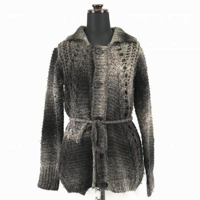 Gradient Openwork Knitted Cardigan / Men's XS / Dark Brown Gray / Jacket / Blouson Outer(USED)