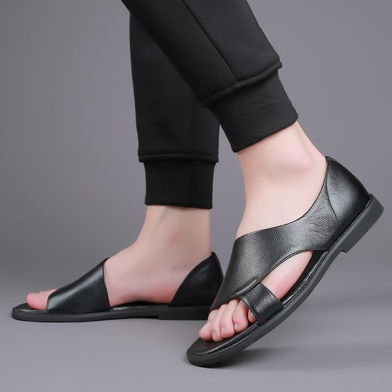 Fashion Men Sandals High Quality Cowhide Leather Sandals Fashion Outdoor Casual Summer Roman Shoes for Men Business Sandalias Big Size48